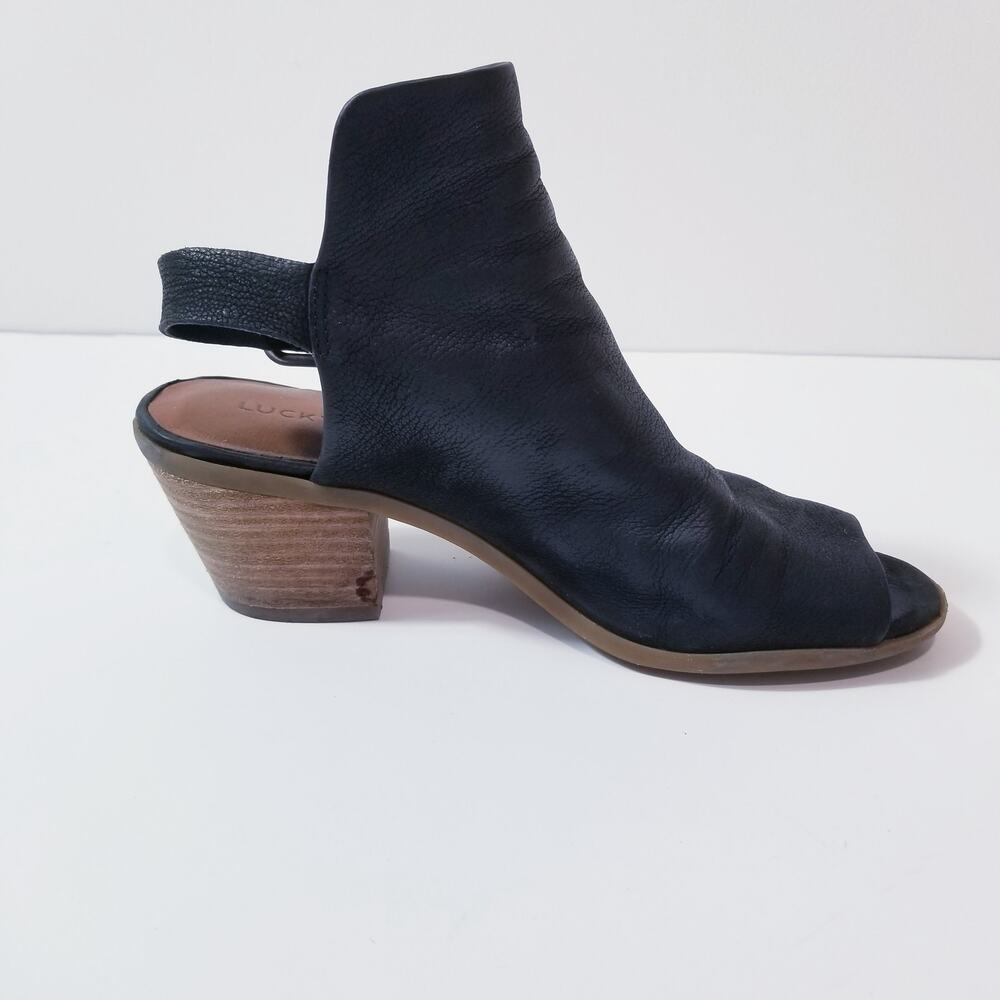 Lucky Brand Black Cutout Chunky Heels